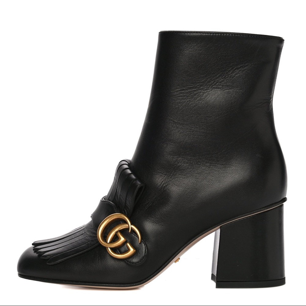 Gucci Marmont Leather Ankle Boots